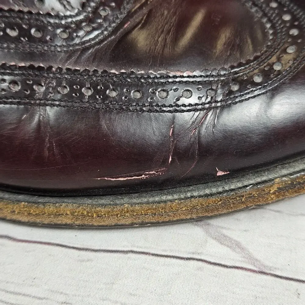 FLORSHEIM Men's Burgundy Leather Wingtip Brogue Oxford Dress Shoes US 11.5 D